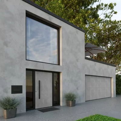 Gargentor ind Grau mit Betonoptik